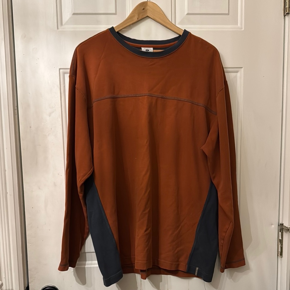 Men's Rust and Gray Long Sleeve Shirt